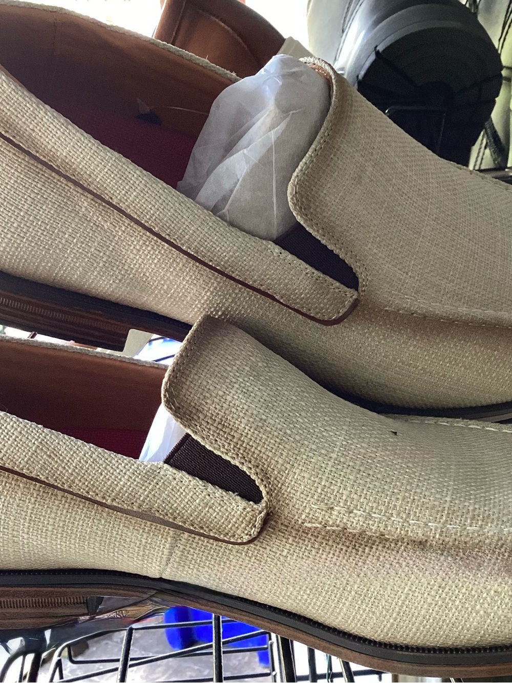 Stacy Adams Beige Woven Slip-On Loafers